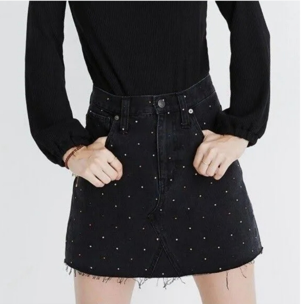 Madewell Rainbow Metallic Polkadot Raw Hem Skirt